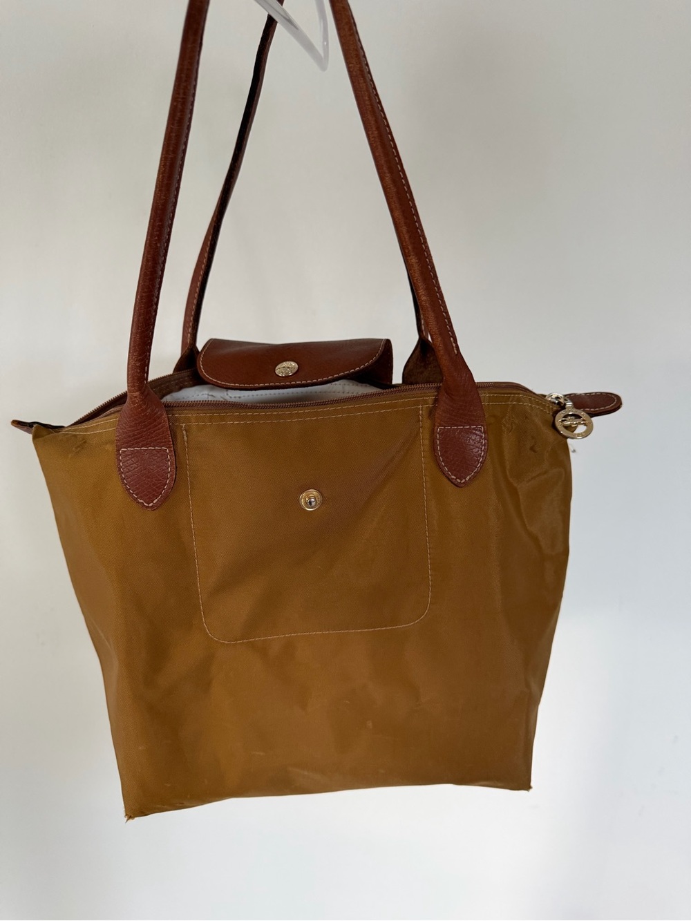 Vintage Longchamp Le Pliage Tote Bag in Brown/Camel Medium Long Strap